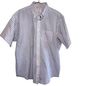 Brooks Brothers Size XL Short Sleeve Cotton Pink Blue Check Button Down Shirt
